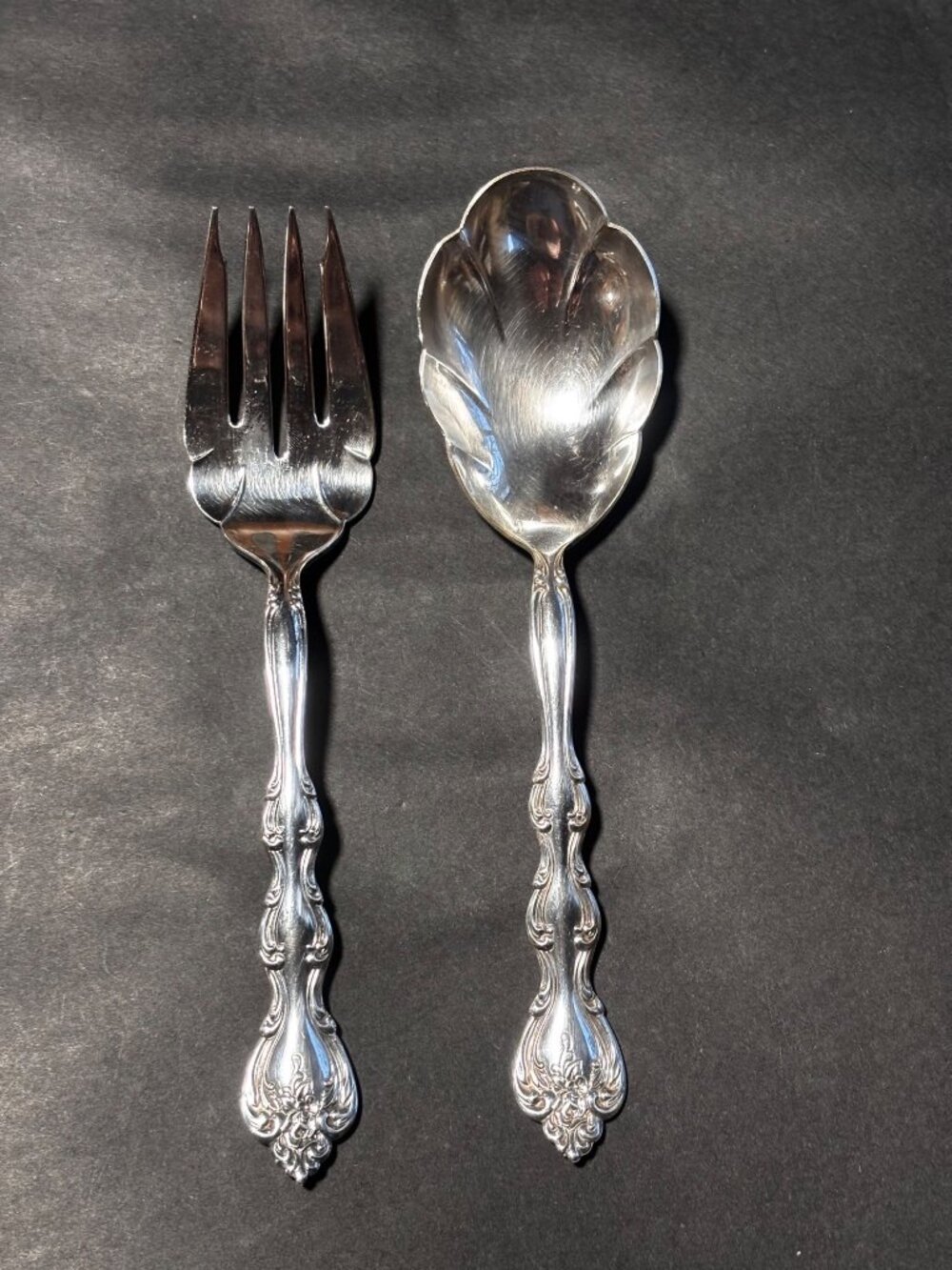 International Silverplate Interlude Pattern Serving Fork & Spoon Set Vintage 70s